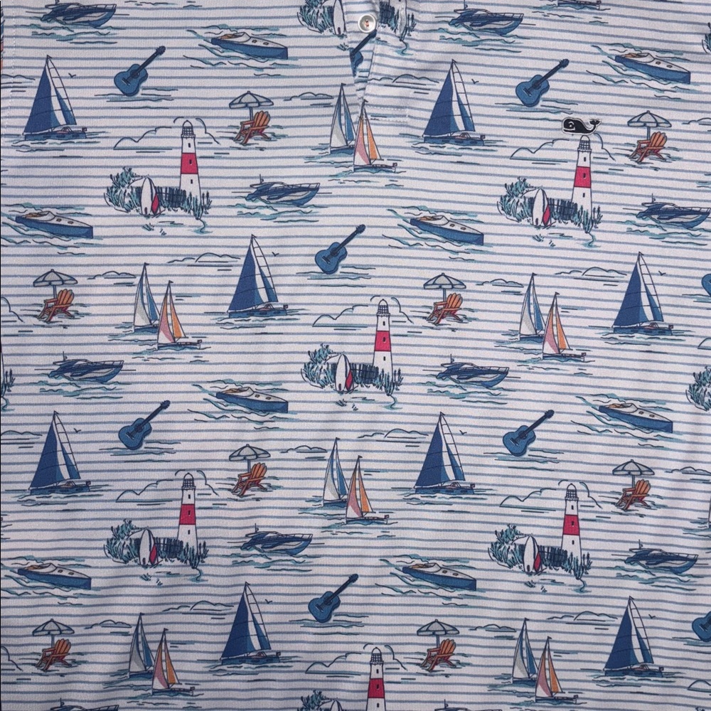 Vineyard Vines Men's performance on the go sankaty polo scenic print size L - Picture 3 of 6